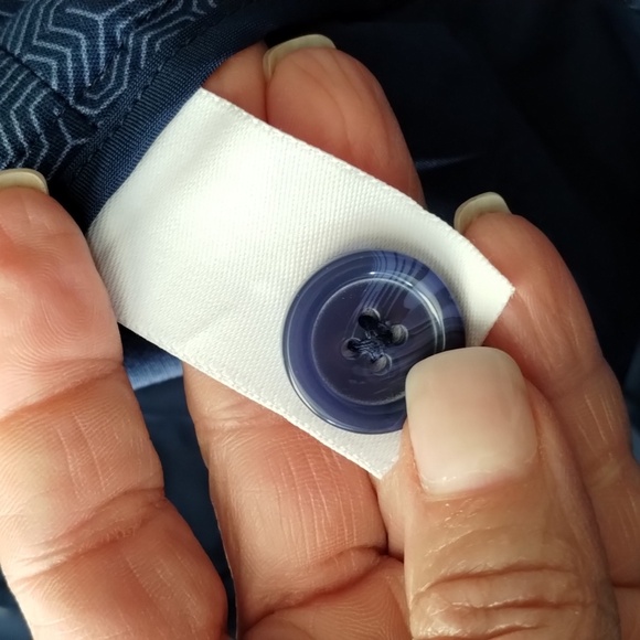 Hilary Radley crop ankle pants blue on blue design size 8 stretch mid rise - Picture 10 of 11